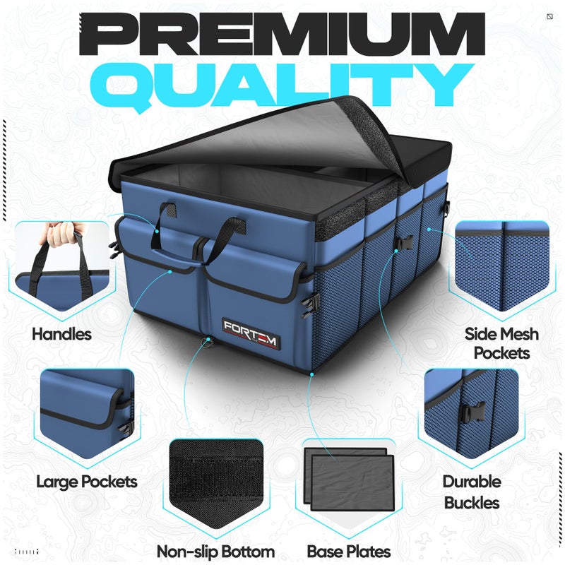 FORTEM Trunk Organizer For SUV Car Trunk Organizer, Foldable Storage, Car Accessories for Women Men, Collapsible Bag, Perfect Christmas Gifts, 600D Oxford, Non Slip Bottom, Straps, Soft Cover (50L) - Image 2